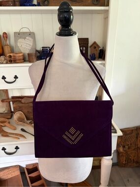 Browns Purple Suede Envelope Shoulder Bag